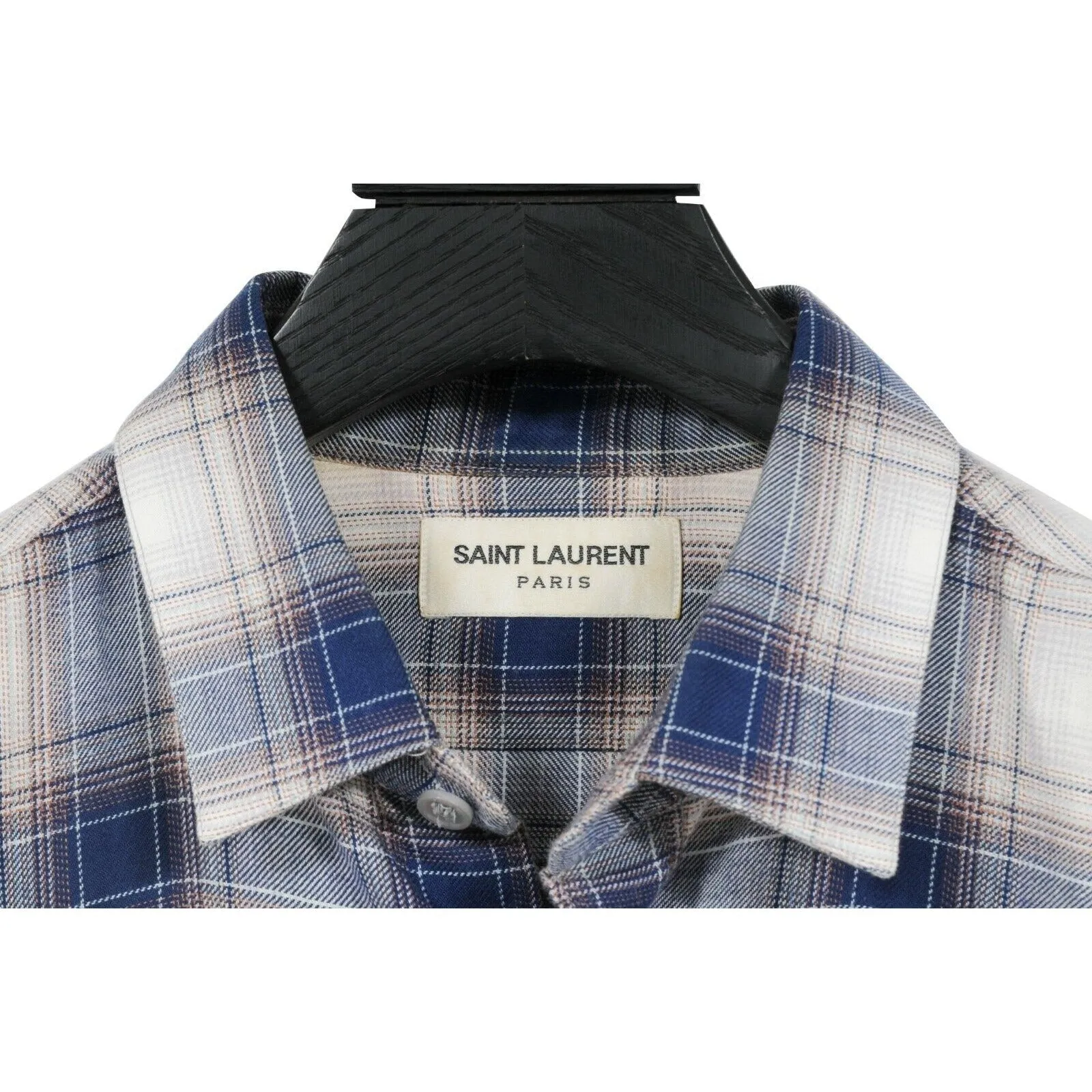 Blue White Flannel Button Down Shirt
