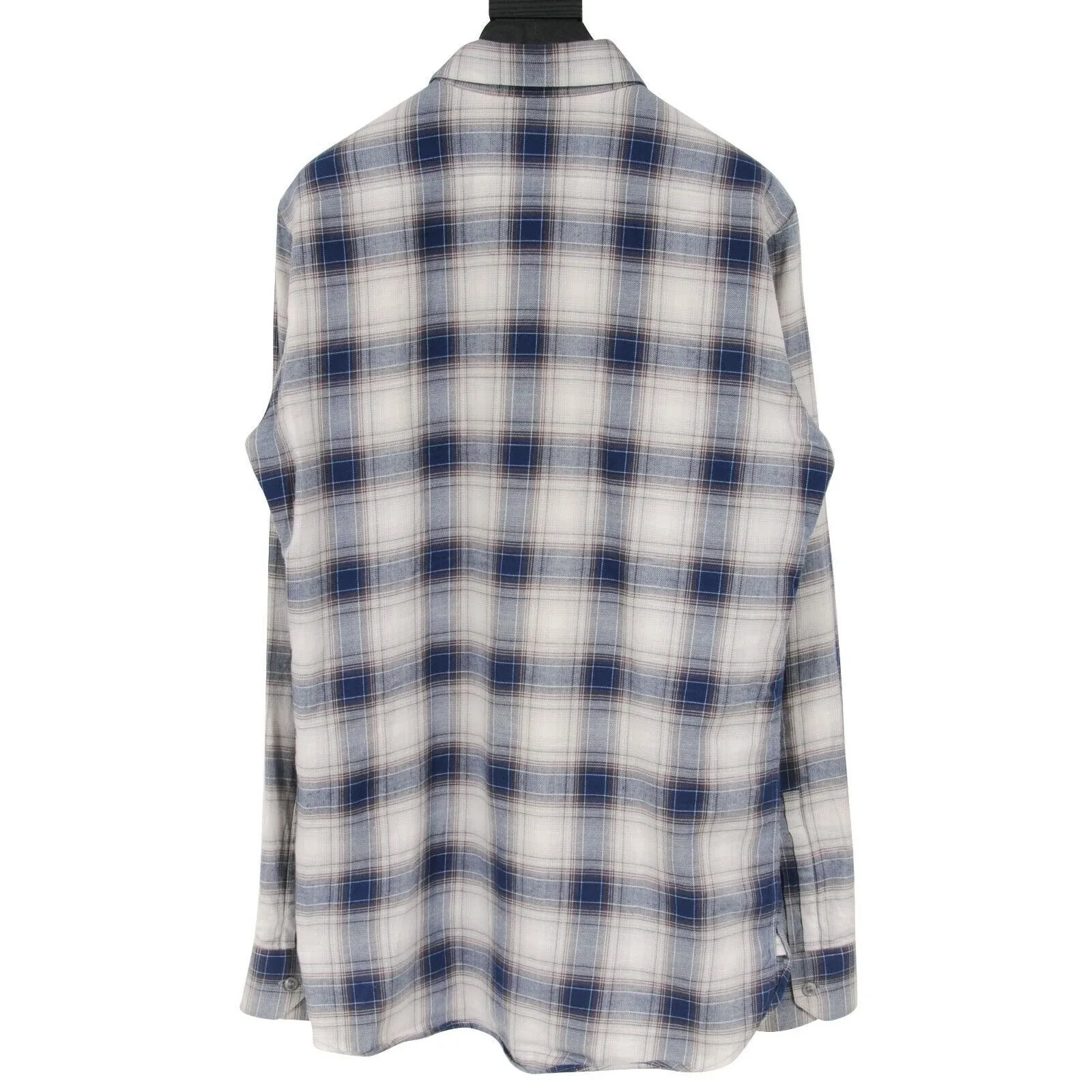 Blue White Flannel Button Down Shirt