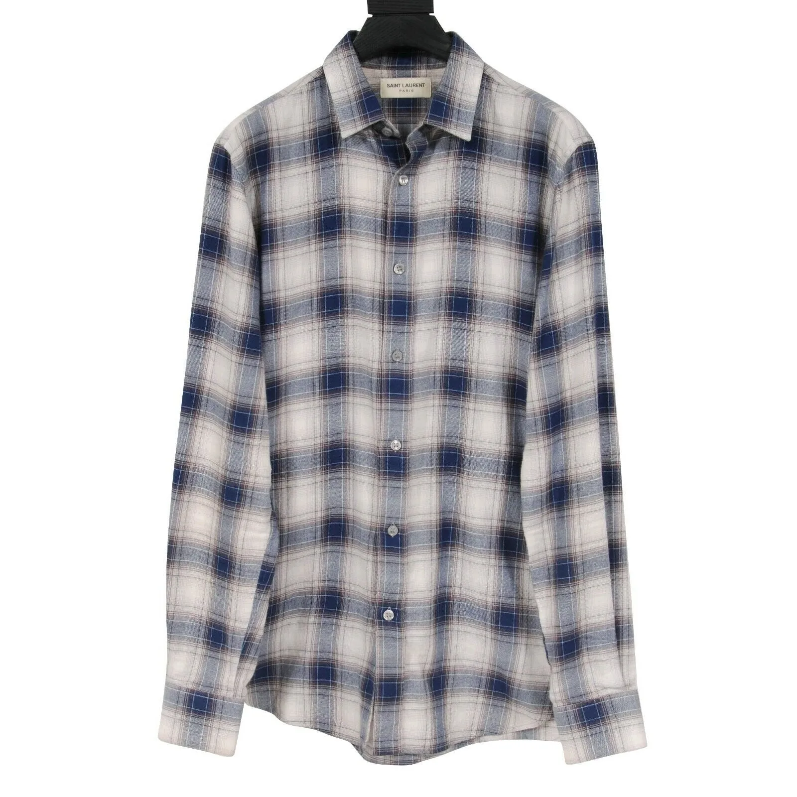 Blue White Flannel Button Down Shirt