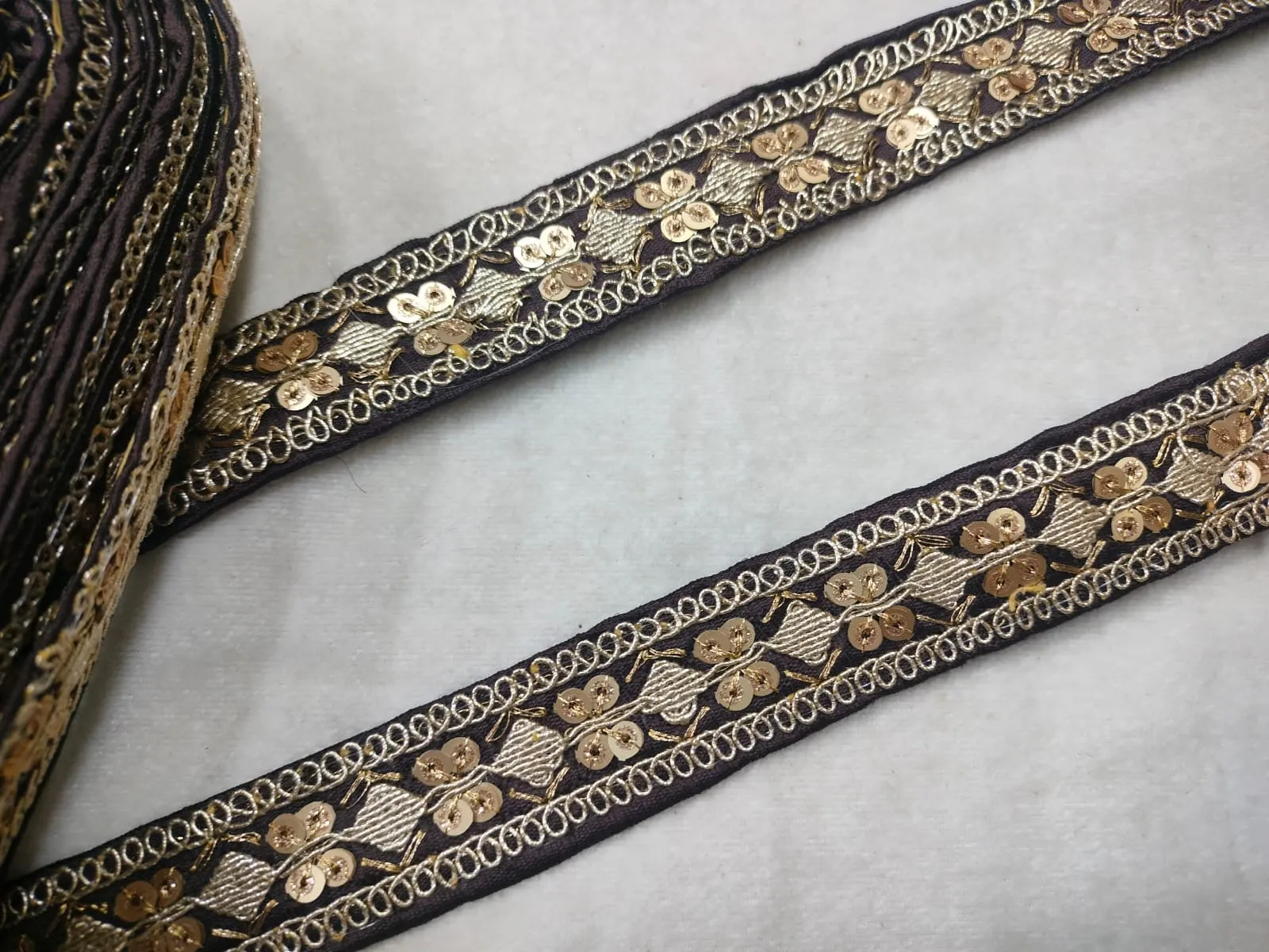 Brown Embellished Trim
