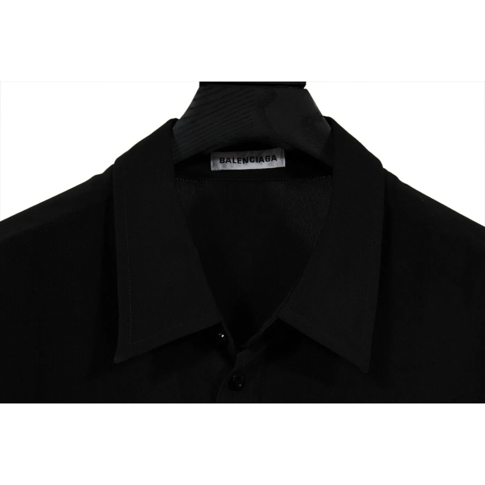 Button Down Shirt Black Silk 36 Oversized Red Logo Blouse Top