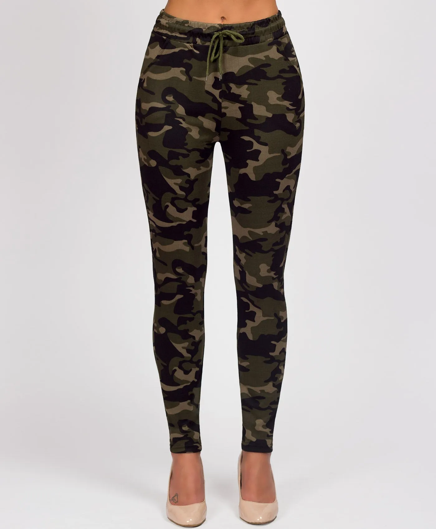 Camouflage Drawstring Waist Leggings