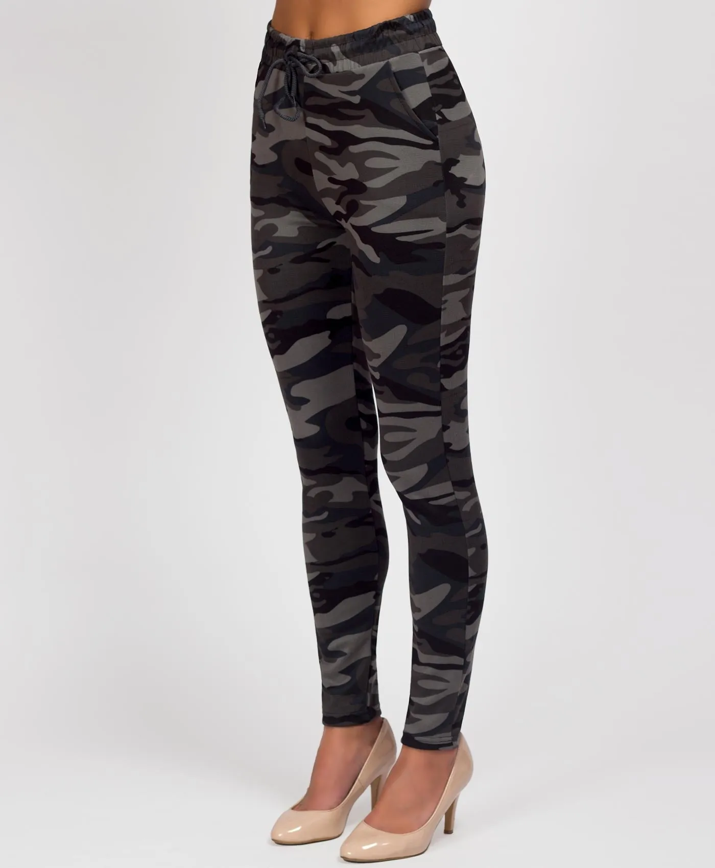 Camouflage Drawstring Waist Leggings