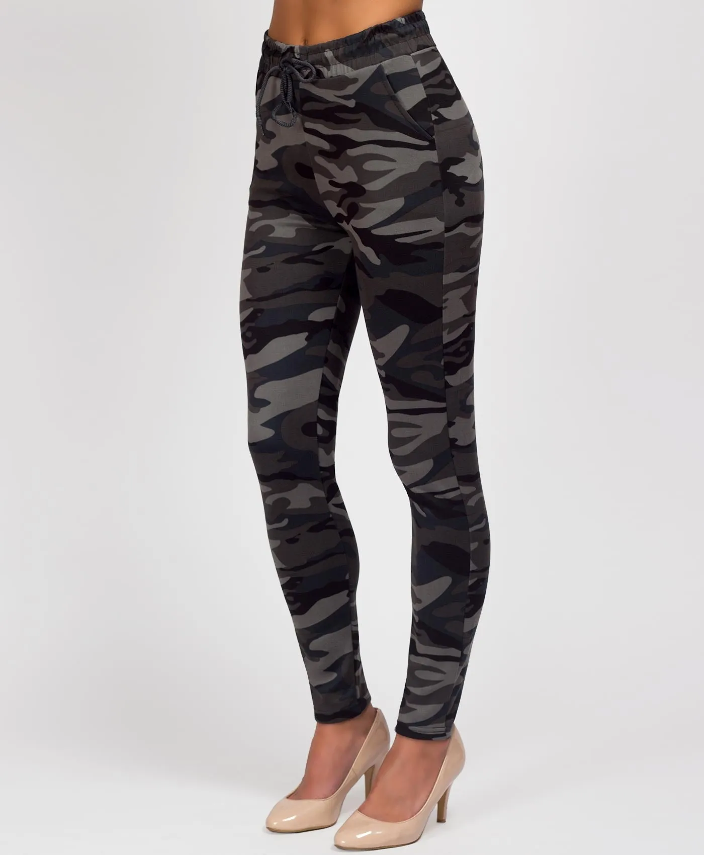 Camouflage Drawstring Waist Leggings