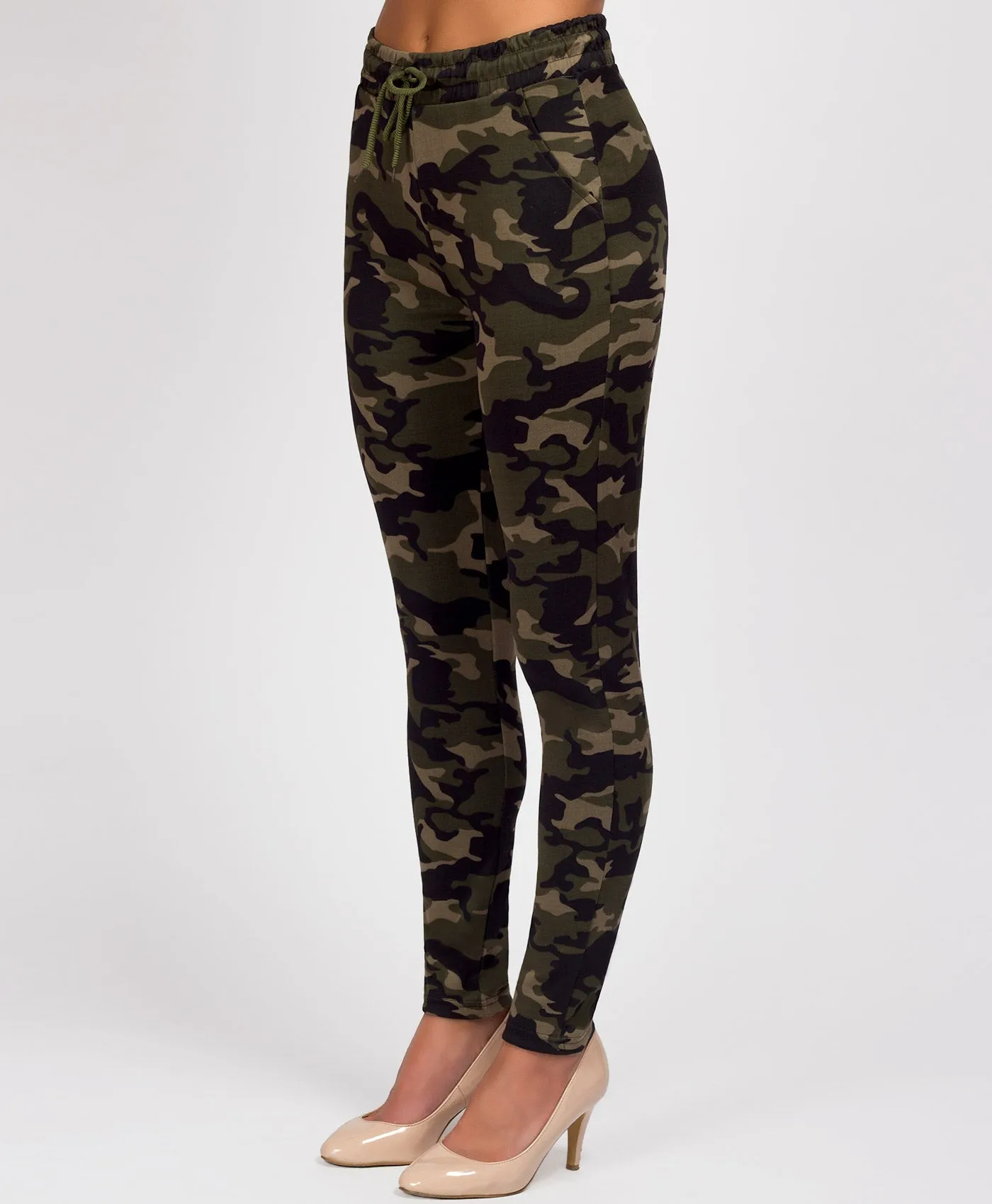 Camouflage Drawstring Waist Leggings