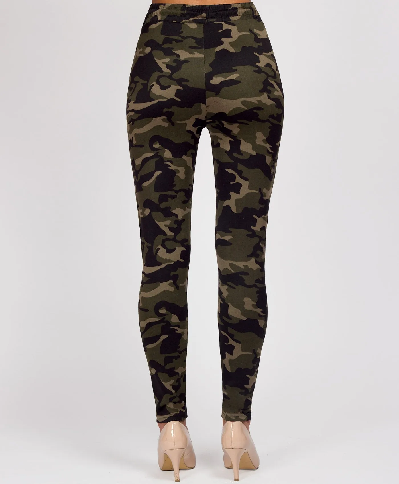 Camouflage Drawstring Waist Leggings
