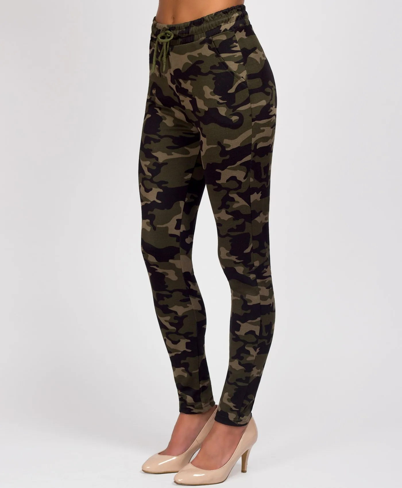 Camouflage Drawstring Waist Leggings