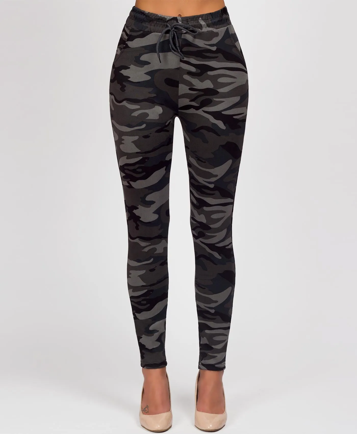 Camouflage Drawstring Waist Leggings