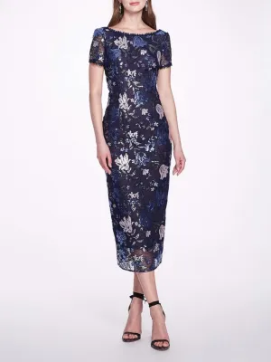 Cap Sleeve Tea-Length Gown