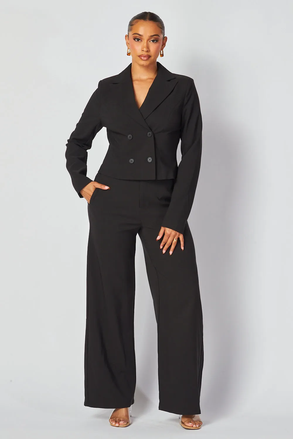 Carey Short Blazer & Straight Leg Pant Set