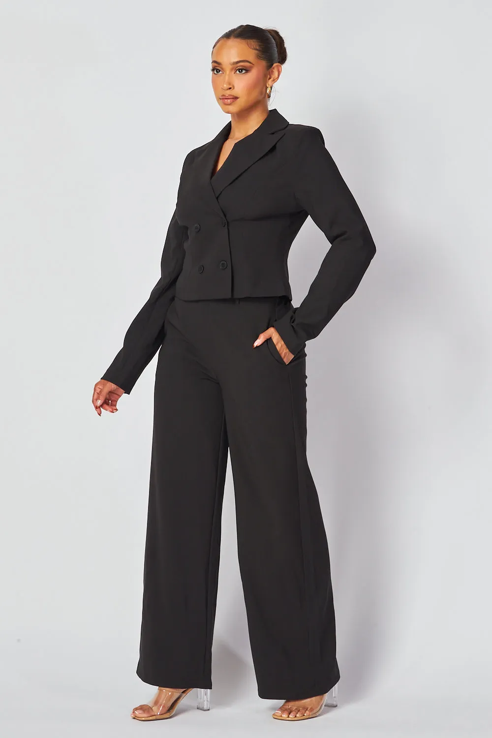 Carey Short Blazer & Straight Leg Pant Set