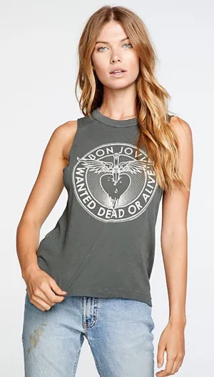 Chaser Gauzy Cotton Bon Jovi Muscle Tank