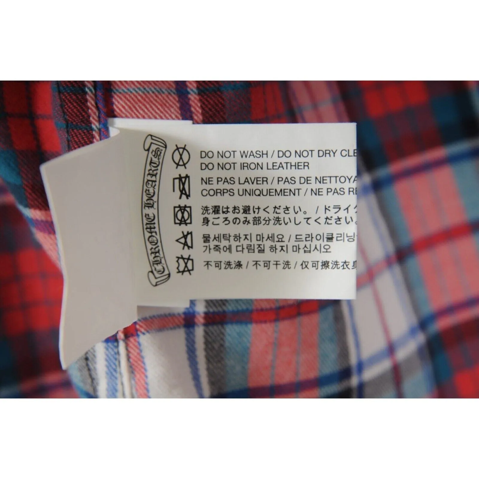 Chrome Hearts Cross Patch Flannel Red Green Plaid Button Down Shirt