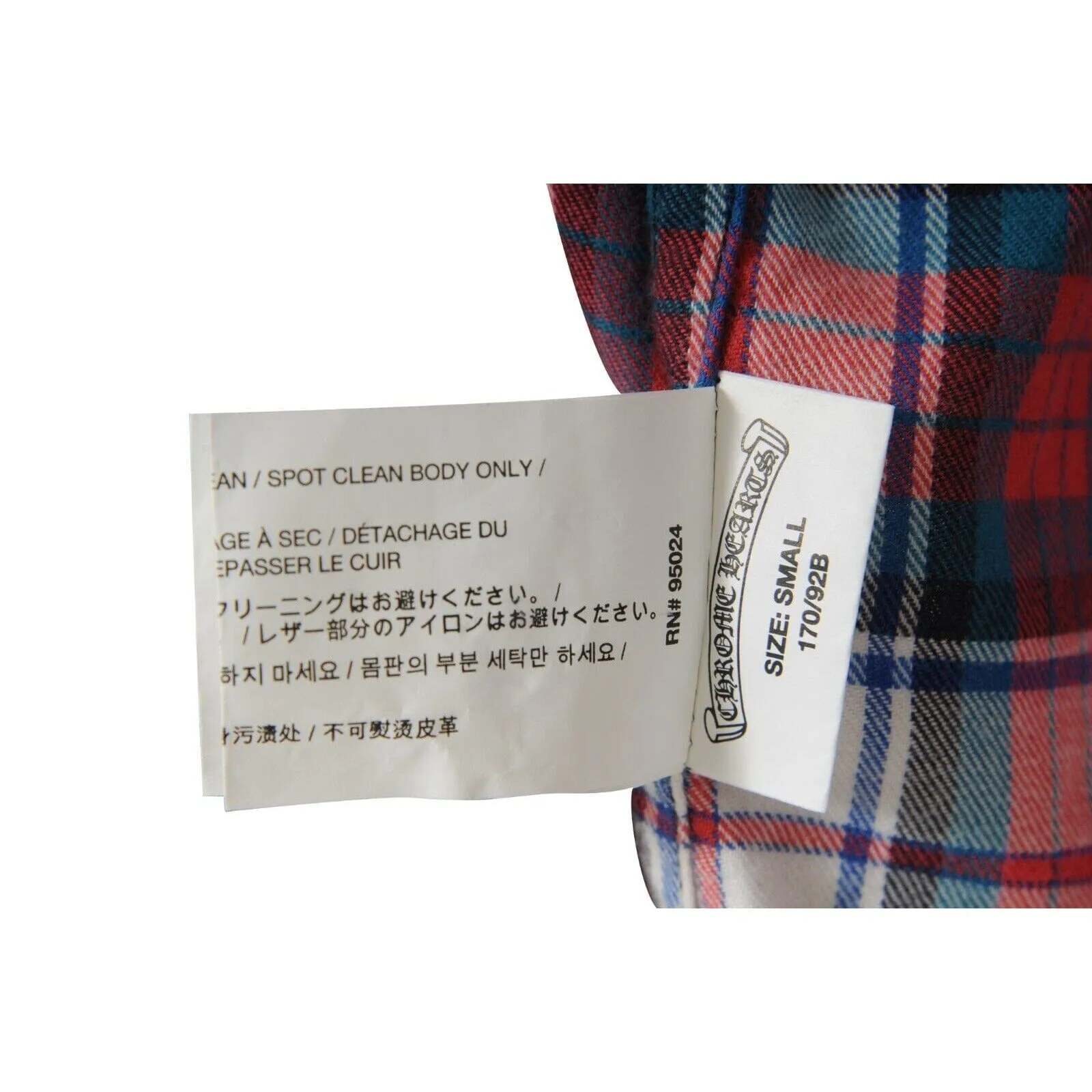 Chrome Hearts Cross Patch Flannel Red Green Plaid Button Down Shirt
