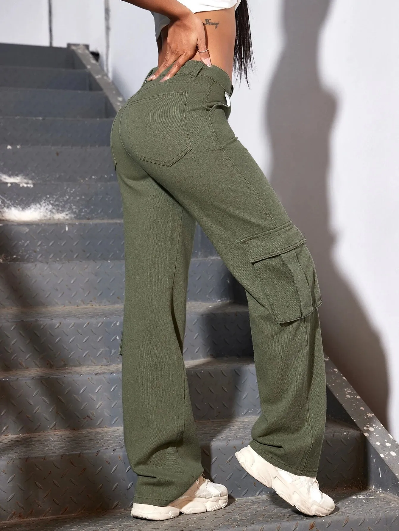 Classic Fit Denim Cargo Jeans