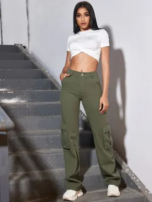 Classic Fit Denim Cargo Jeans