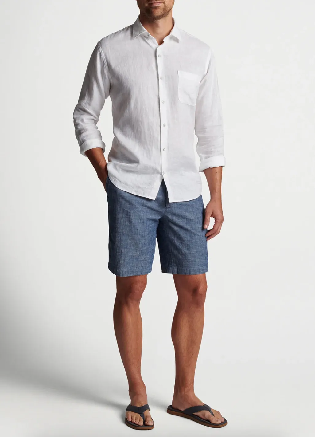 Coastal Garment Dyed Linen Shirt White