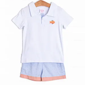 Coral Coast Embroidered Short Set, Blue