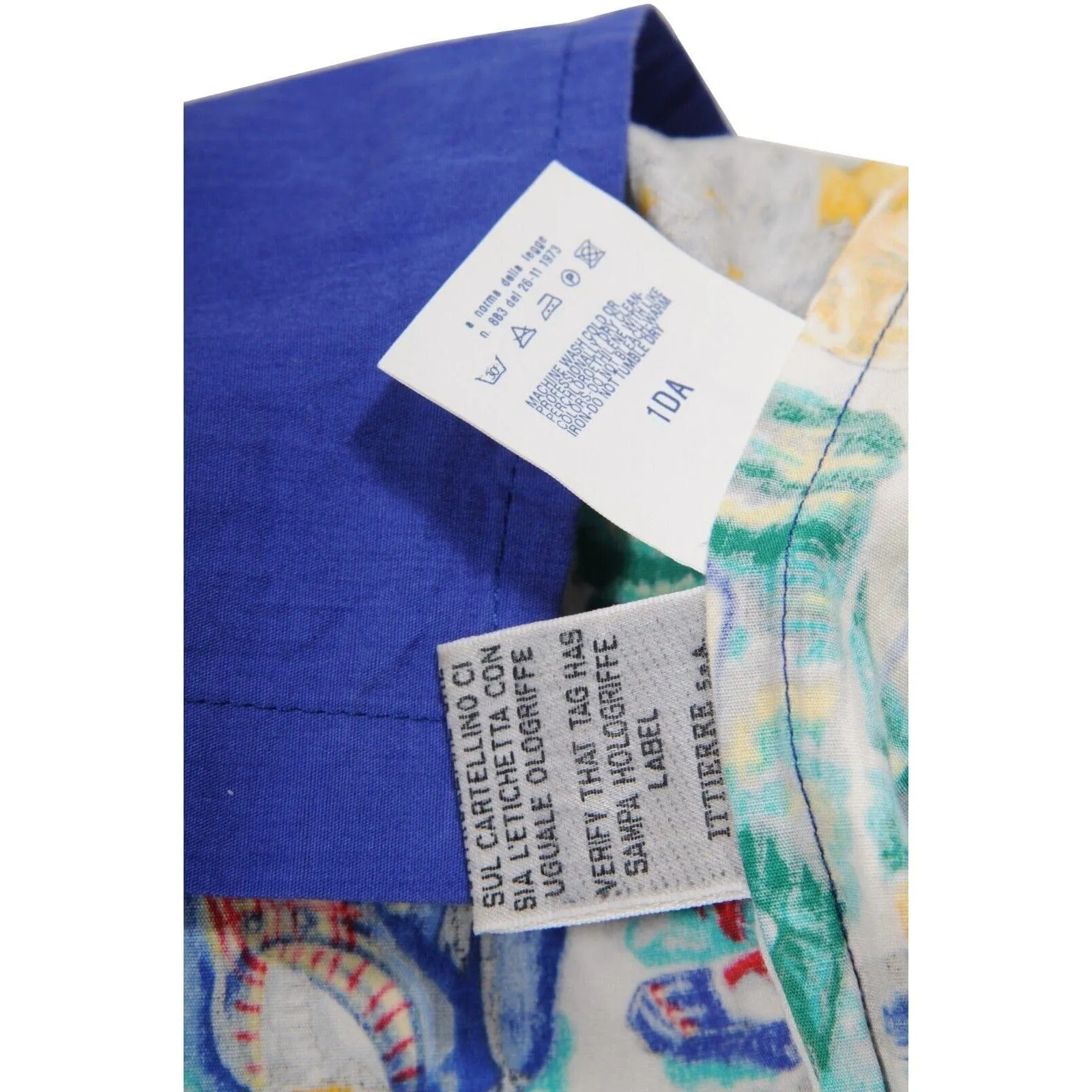 Couture Vtg 90's Dogs Button Down Shirt Medium Blue Cotton Long