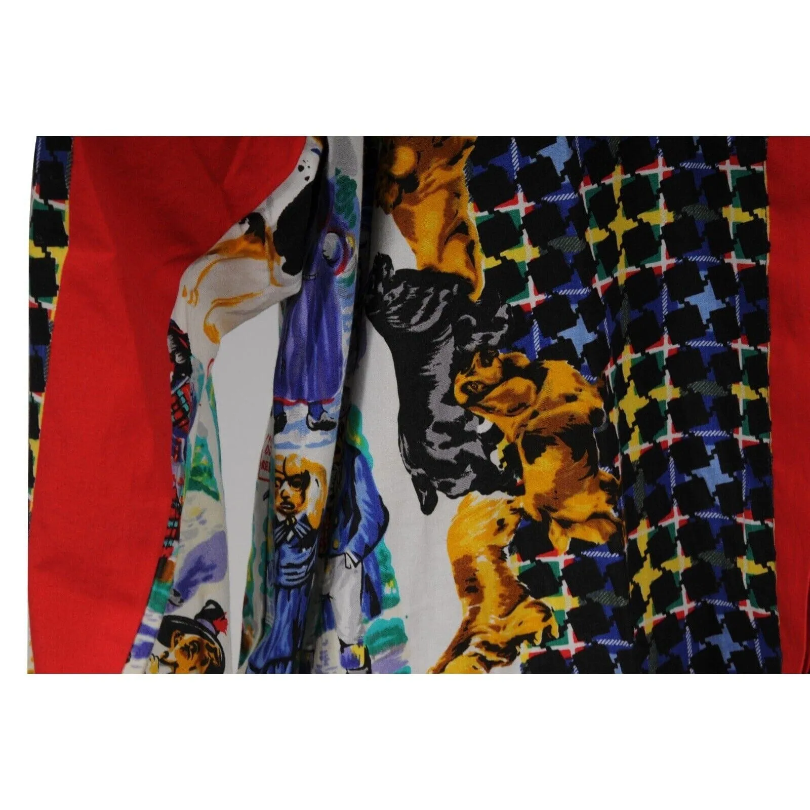 Couture Vtg 90's Dogs Button Down Shirt Medium Blue Cotton Long