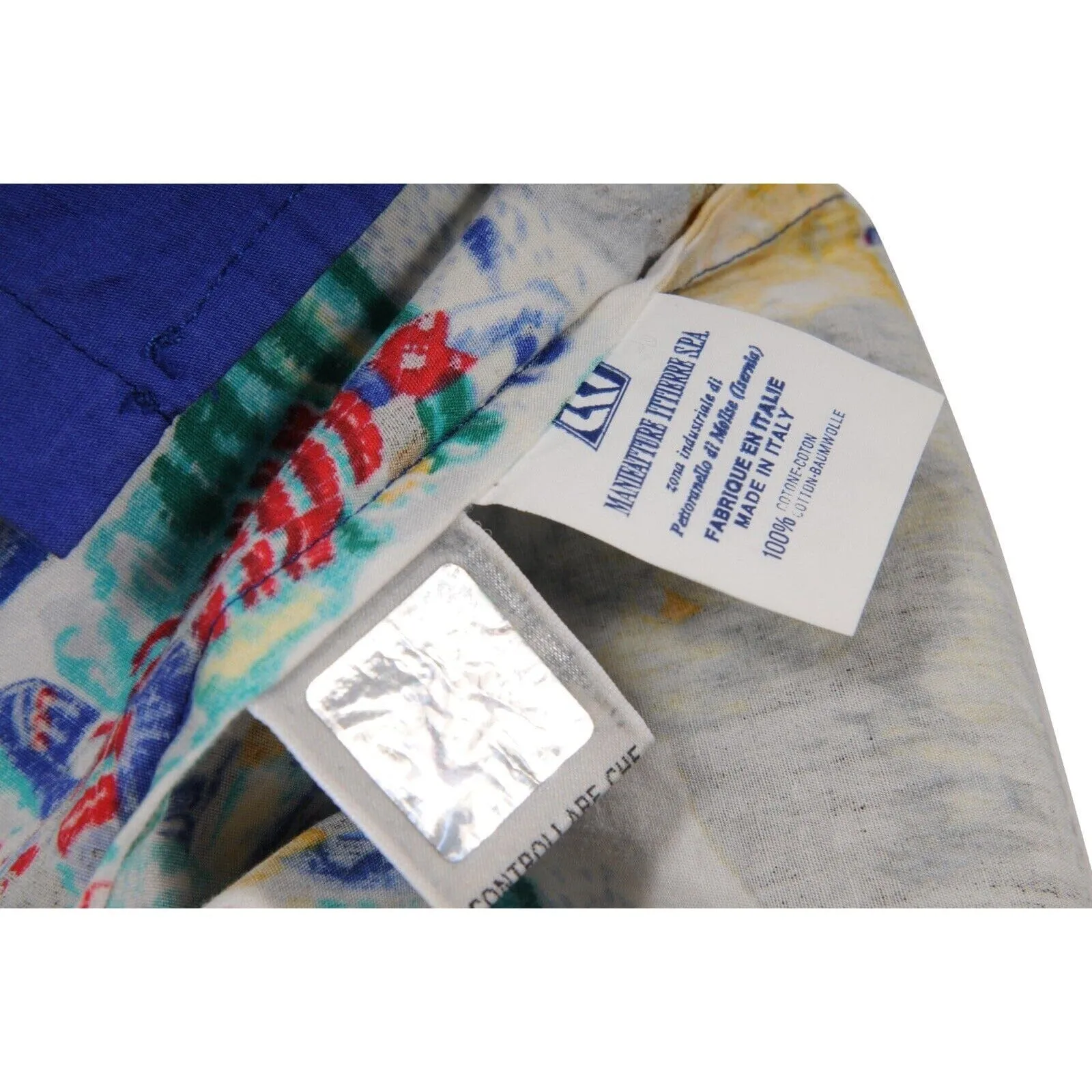 Couture Vtg 90's Dogs Button Down Shirt Medium Blue Cotton Long