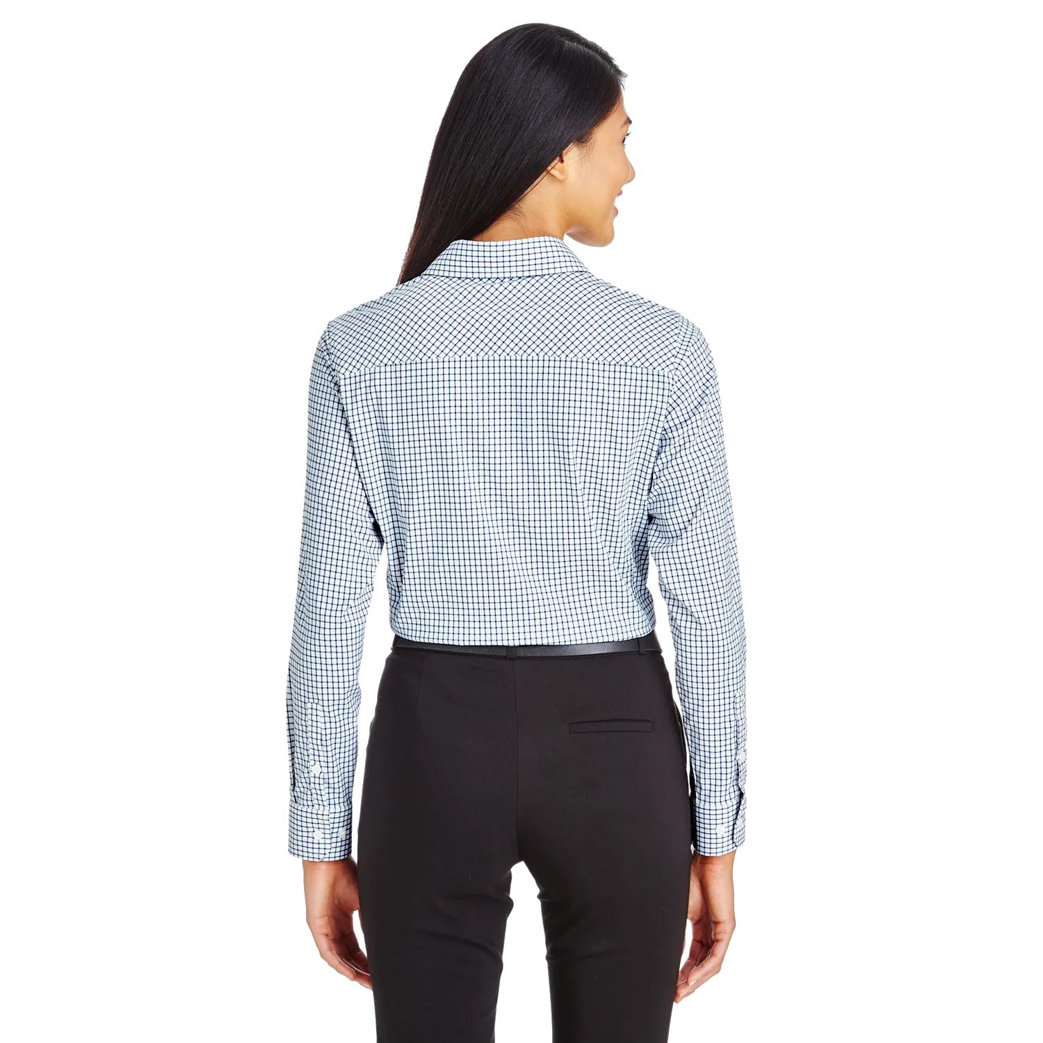 D1966W Ladies CrownLux Performance Micro Windowpane Shirt