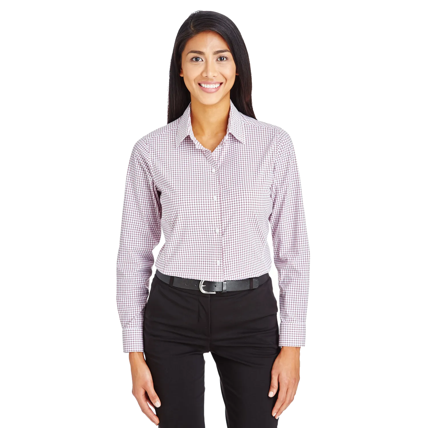 D1966W Ladies CrownLux Performance Micro Windowpane Shirt