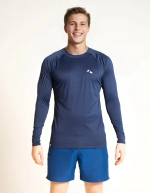 Deep Blue Long Sleeved Mens Rash Guard