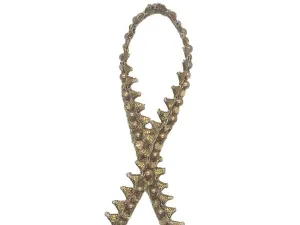 Deep Golden Circular Stone Work Embroidered Border