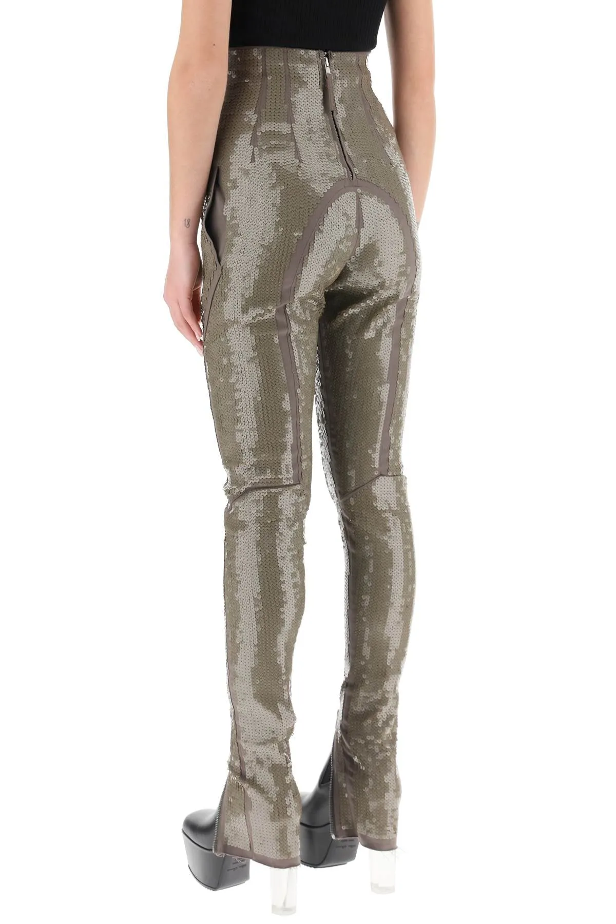 'dirt waist' sequined denim leggigns