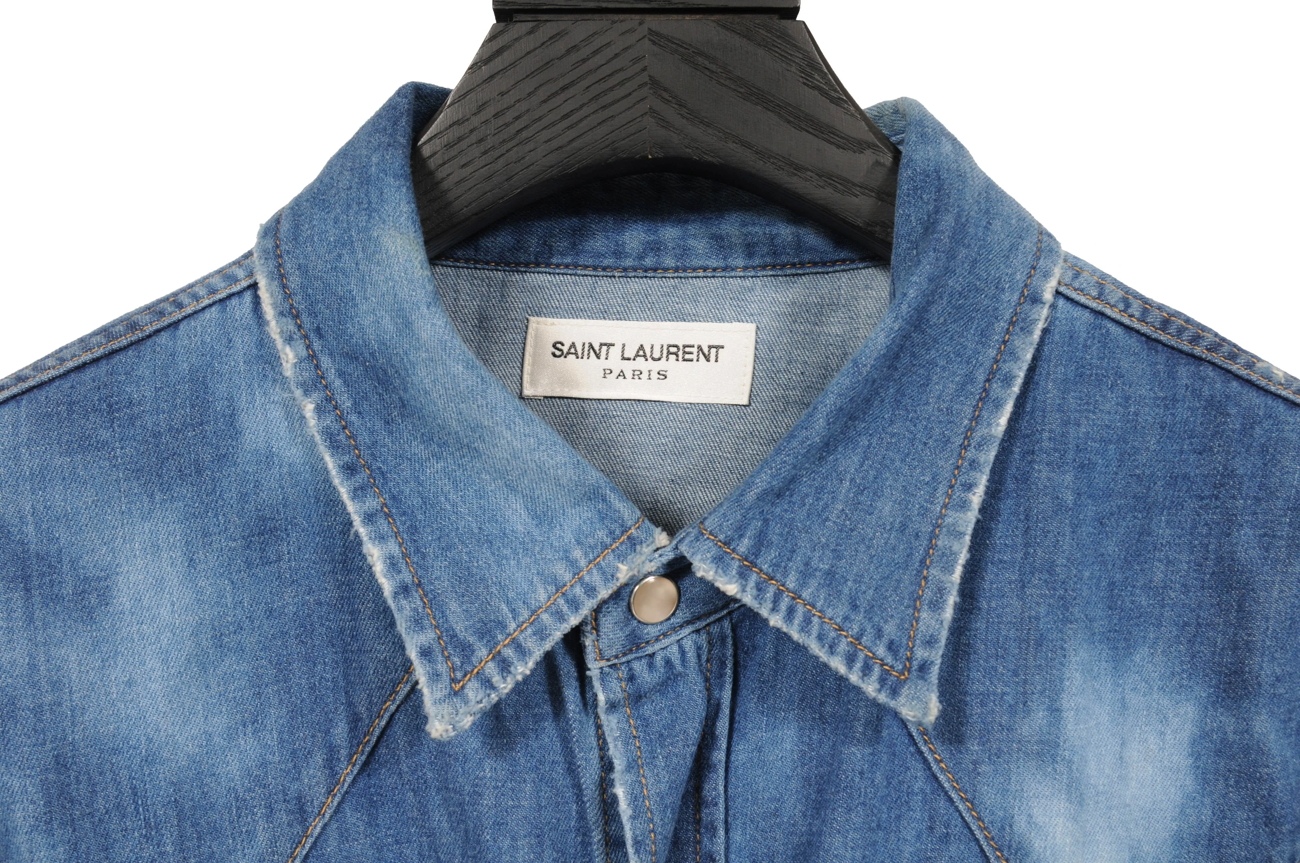 Distressed Bleached Western Denim Shirt
