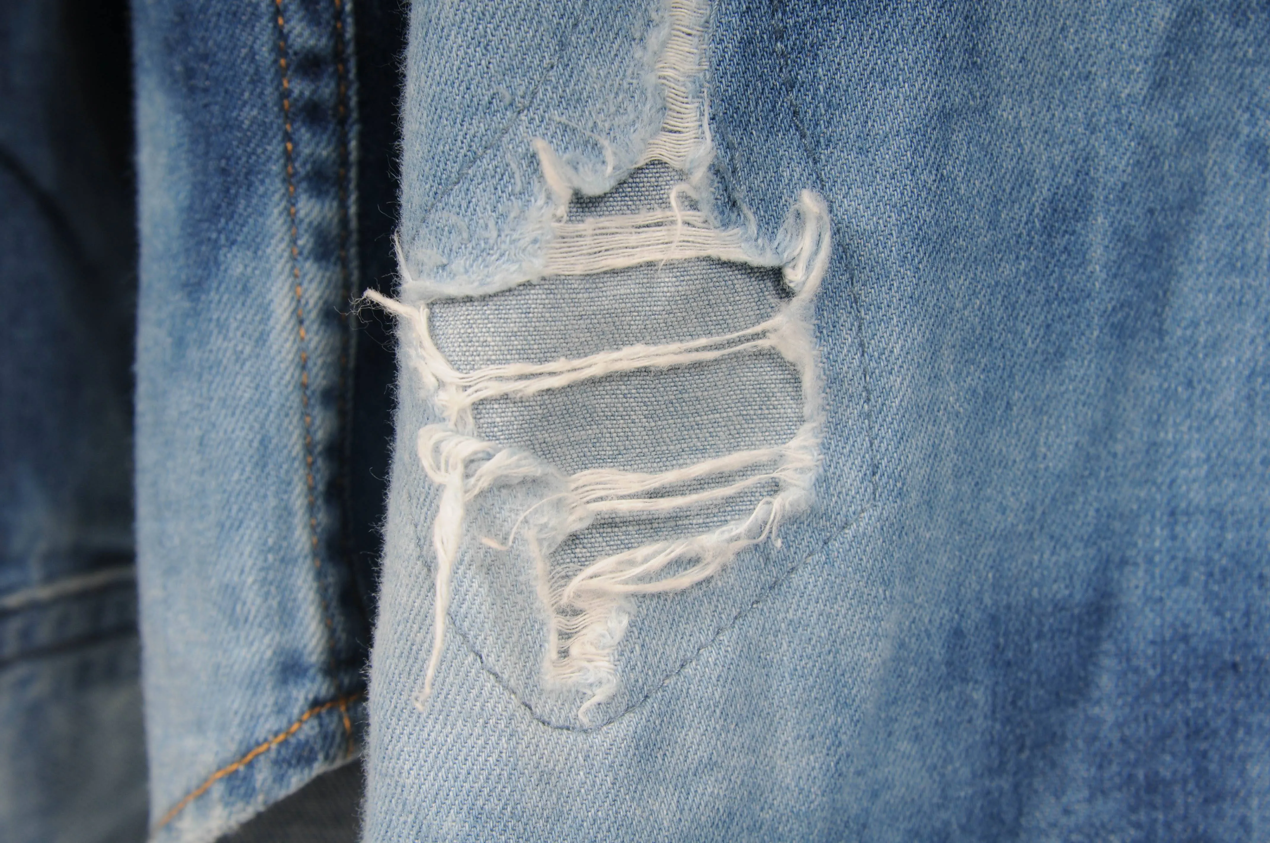 Distressed Bleached Western Denim Shirt