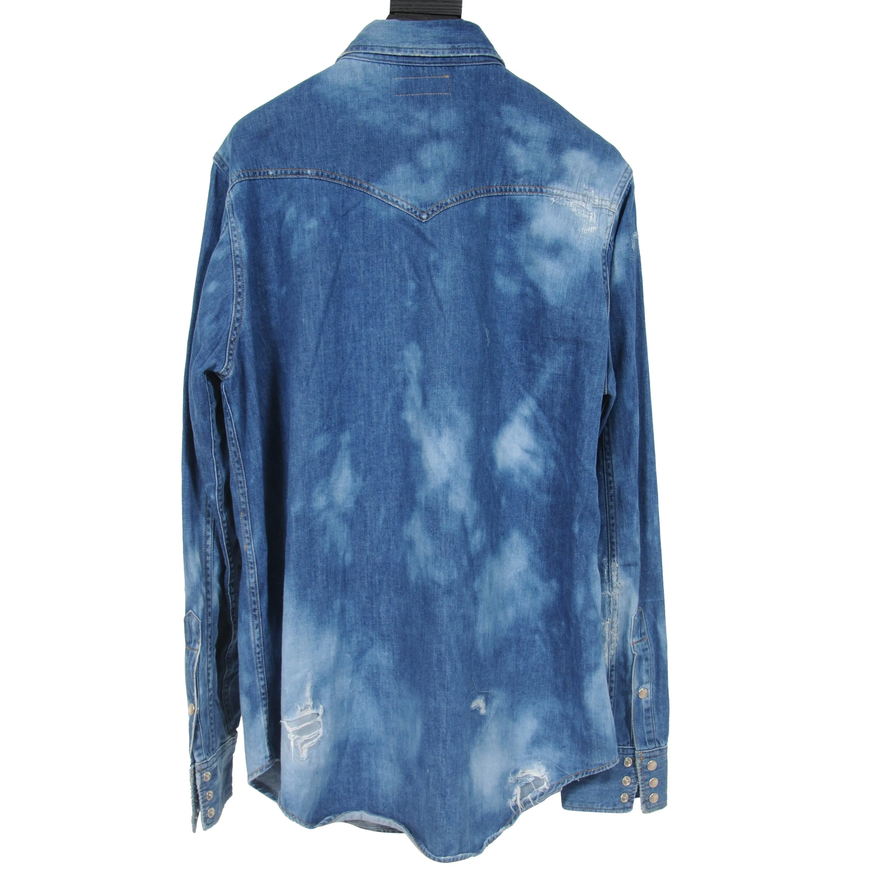 Distressed Bleached Western Denim Shirt