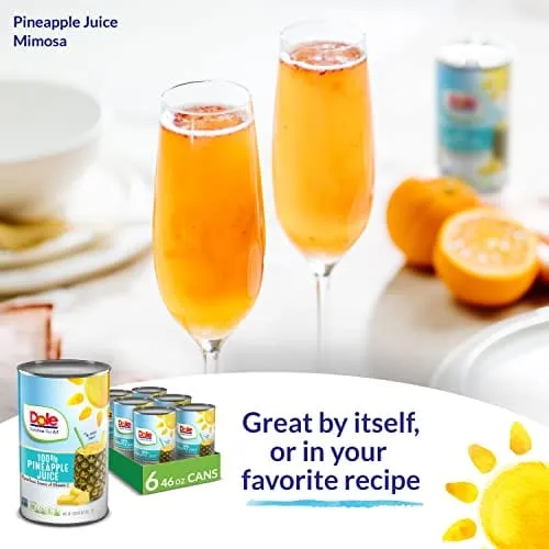 Dole 100% Juice, Pineapple, 46 Ounce Cans (Pack of 6)