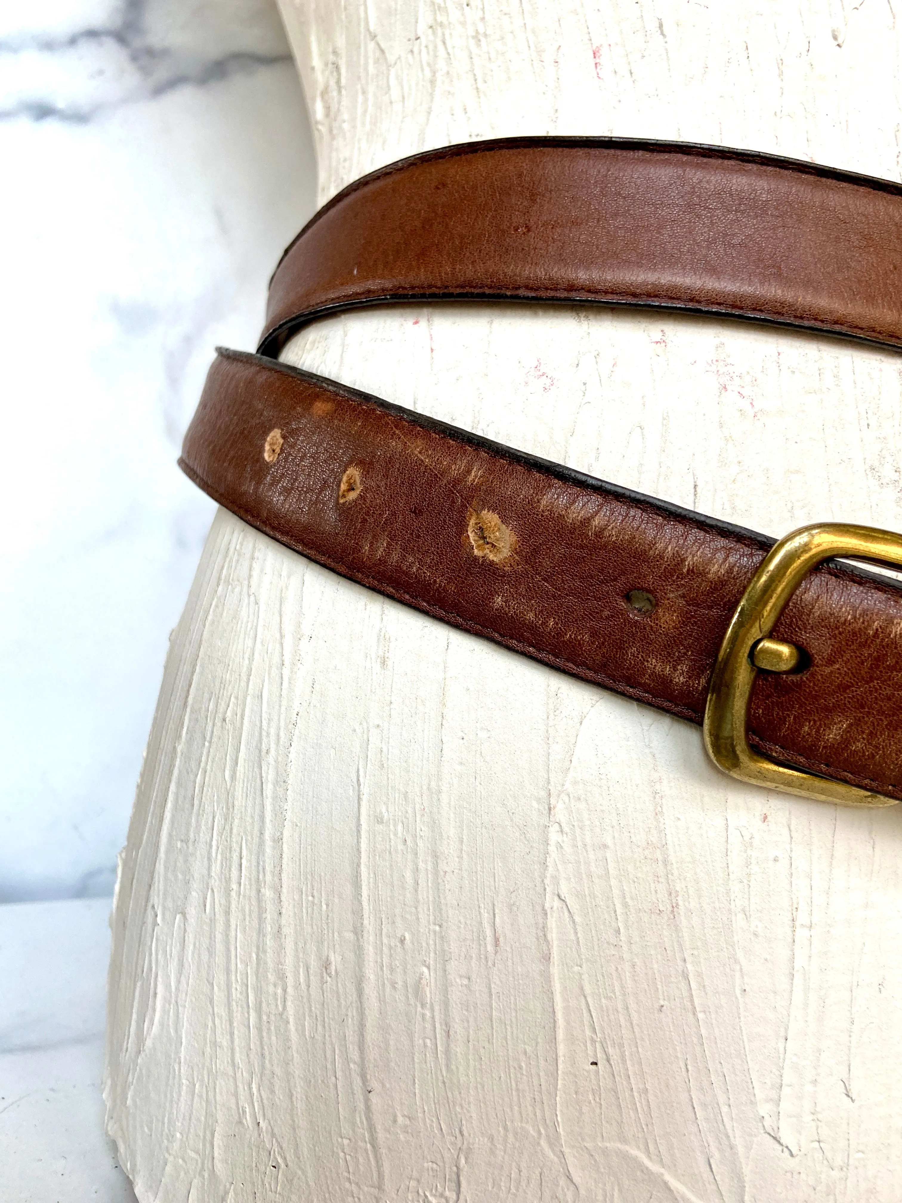 Double layered leather belt