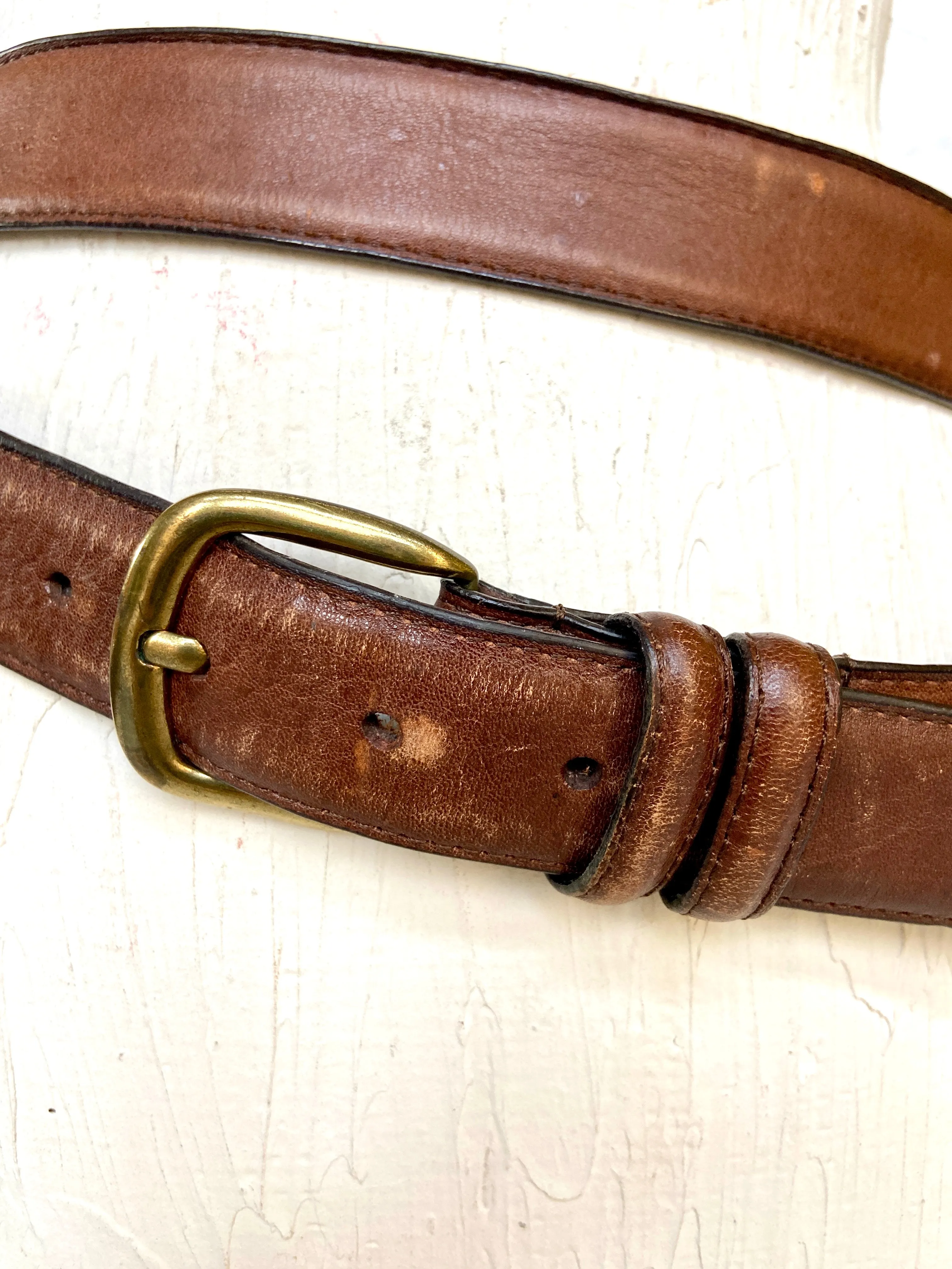 Double layered leather belt