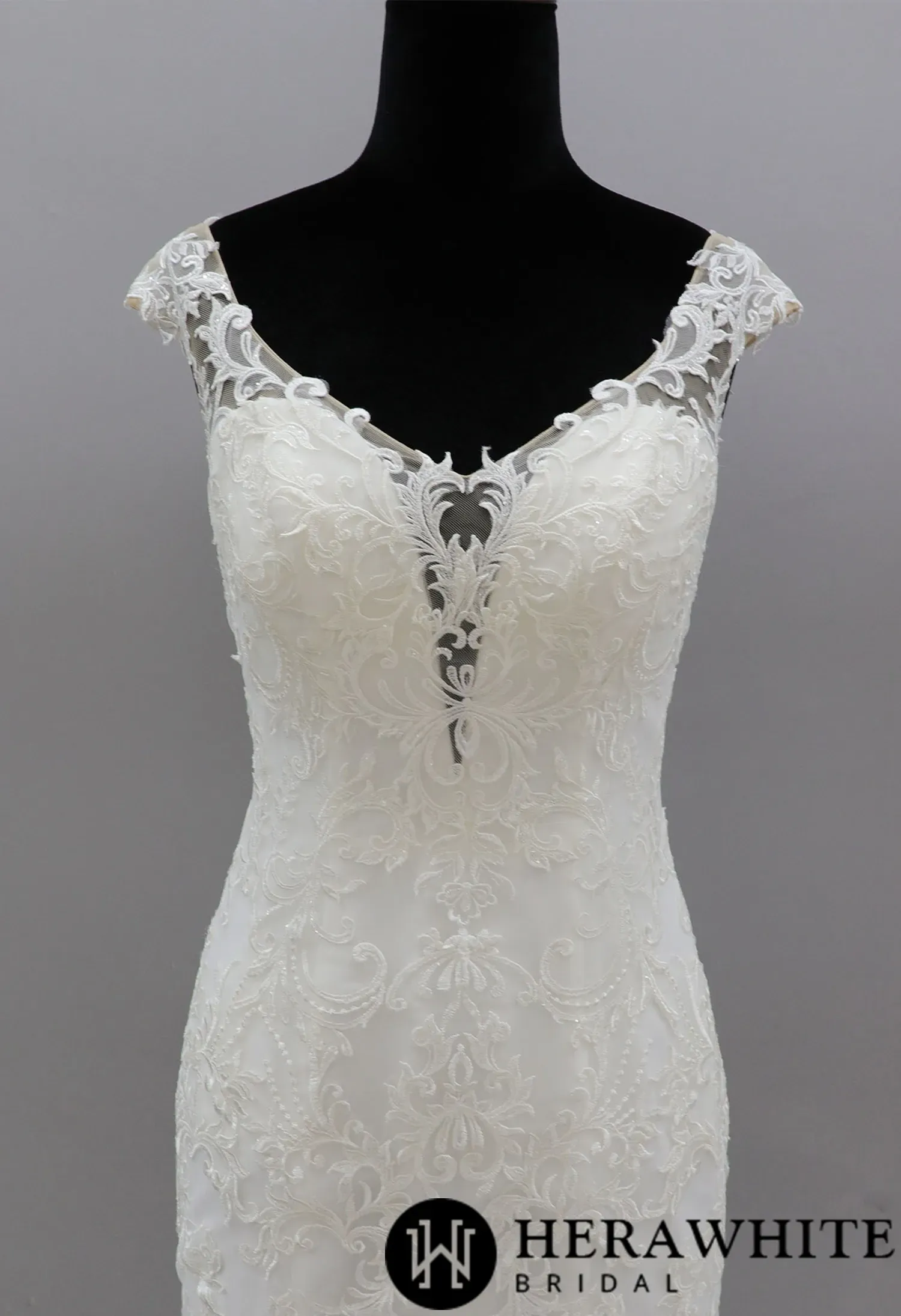 Dramatic Fit and Flare Bridal Gowns With Cap Sleeves