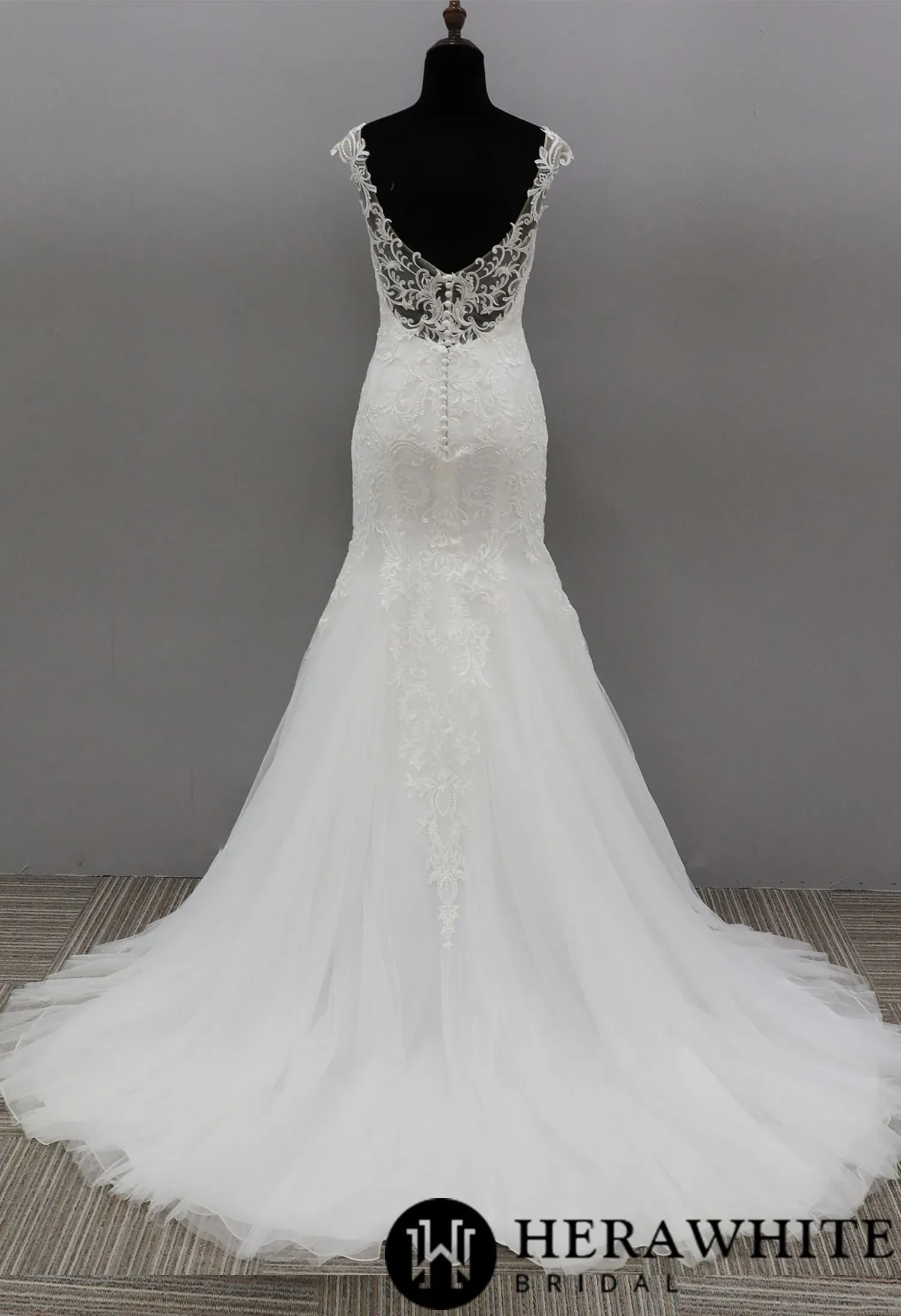 Dramatic Fit and Flare Bridal Gowns With Cap Sleeves