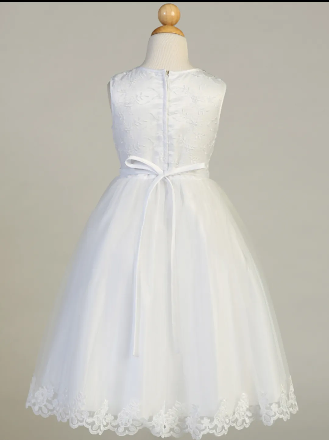 Embroidered First Communion Dress with Flower Neckline LNKSP646