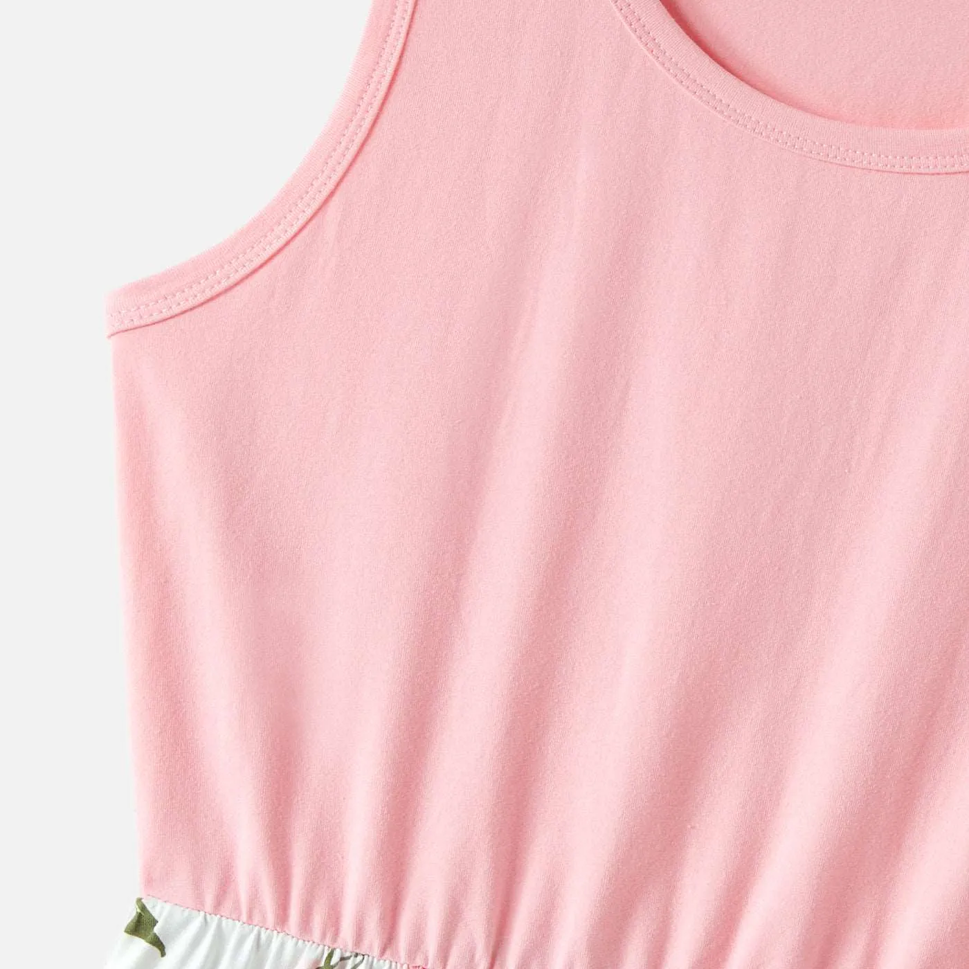 Family Matching 95% Cotton Short-sleeve Colorblock Polo Shirts and Floral Print Naia? Spliced Tank Dresses Sets