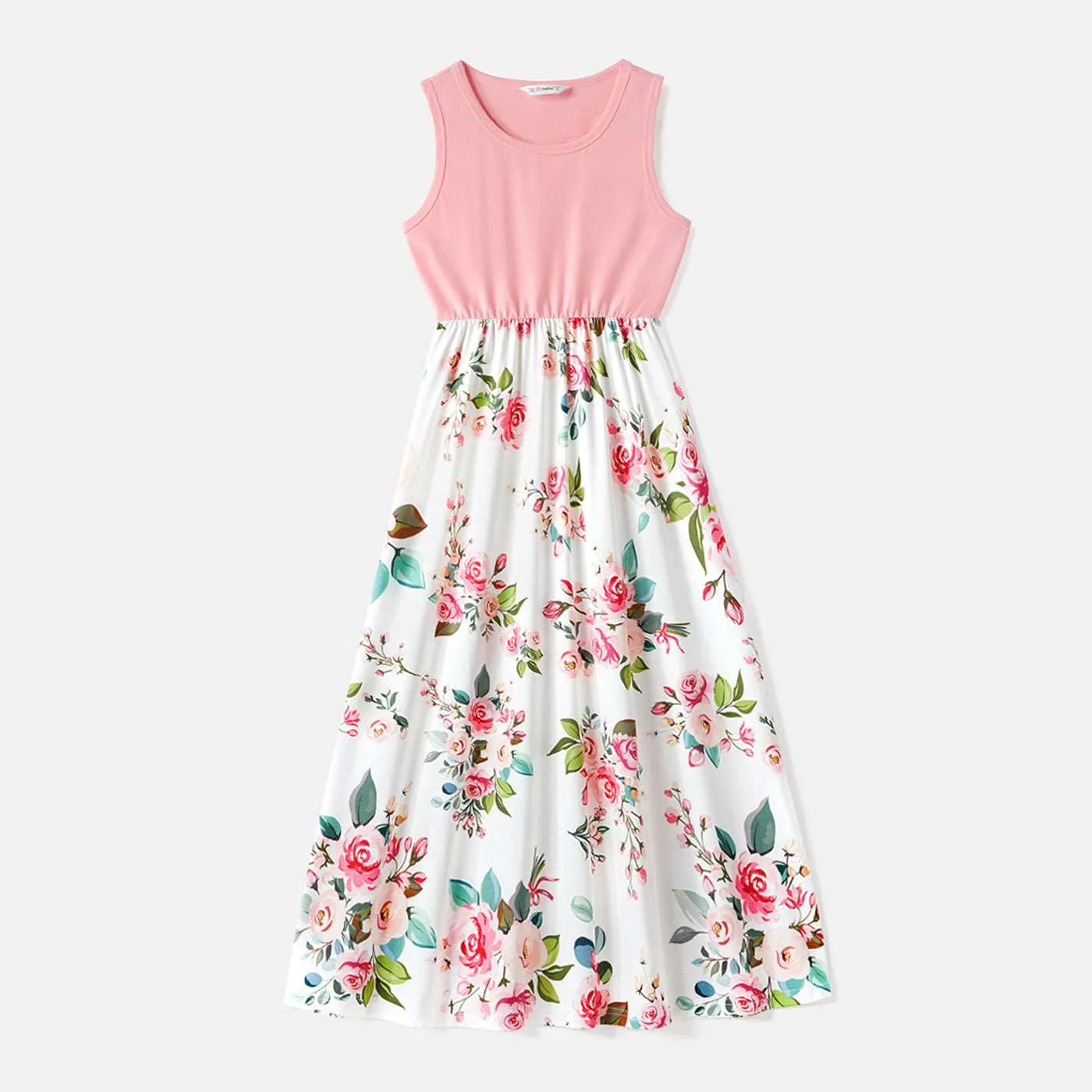 Family Matching 95% Cotton Short-sleeve Colorblock Polo Shirts and Floral Print Naia? Spliced Tank Dresses Sets