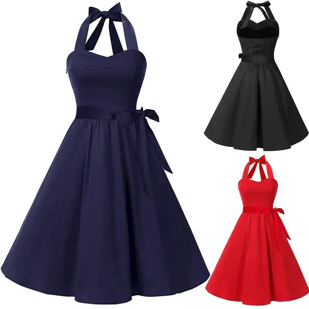 FashionSierra - Women Vintage Halter Sleeveless Dresses Women Party Night Dress