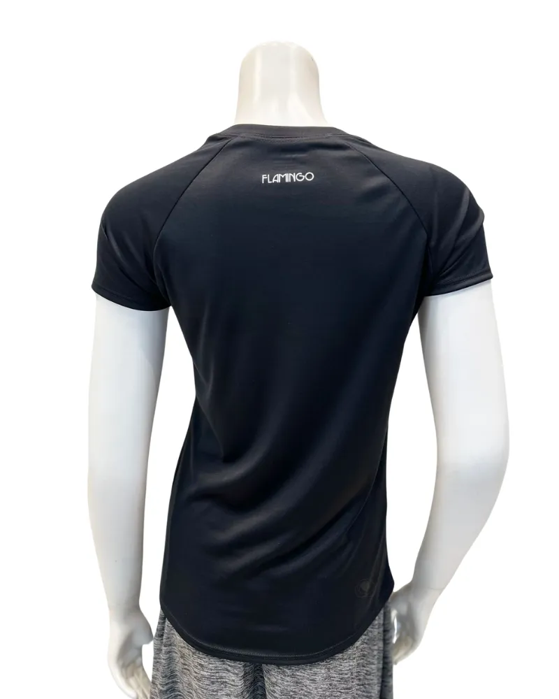 Flamingo Black Short Sleeve Swim Rashguard Top