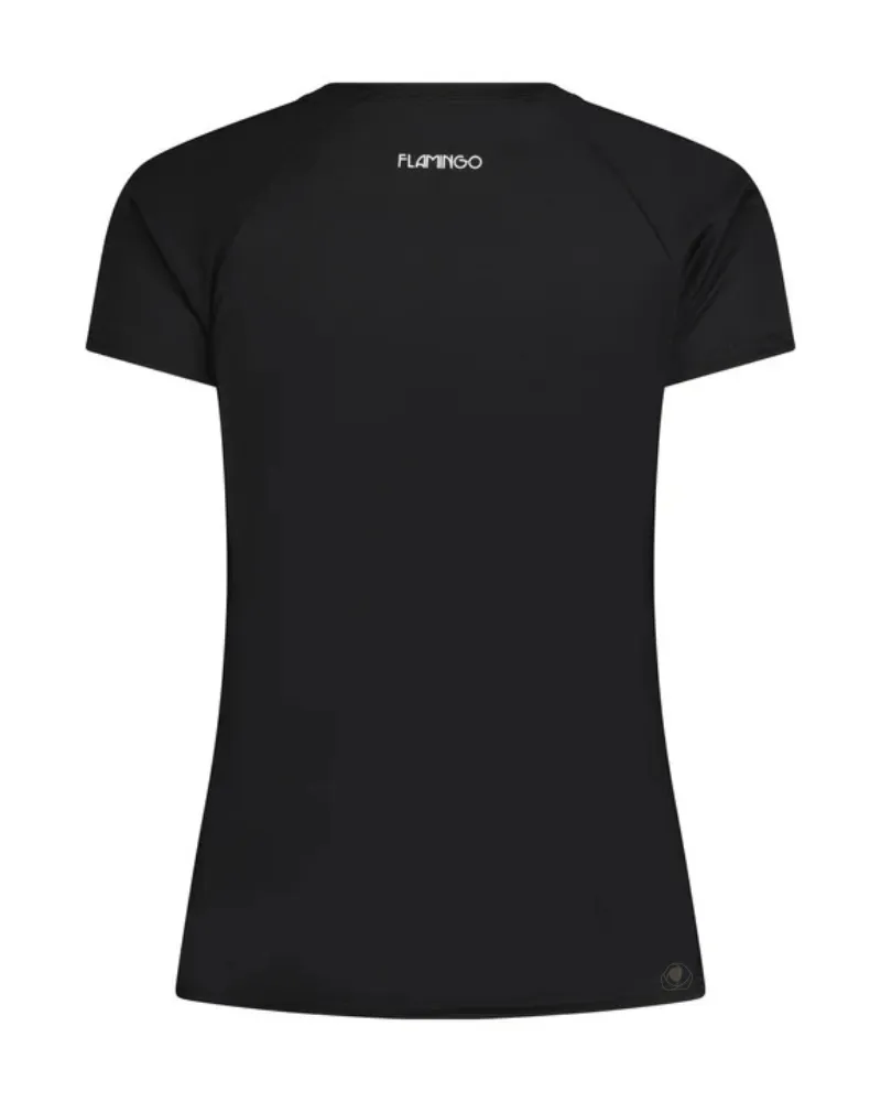 Flamingo Black Short Sleeve Swim Rashguard Top