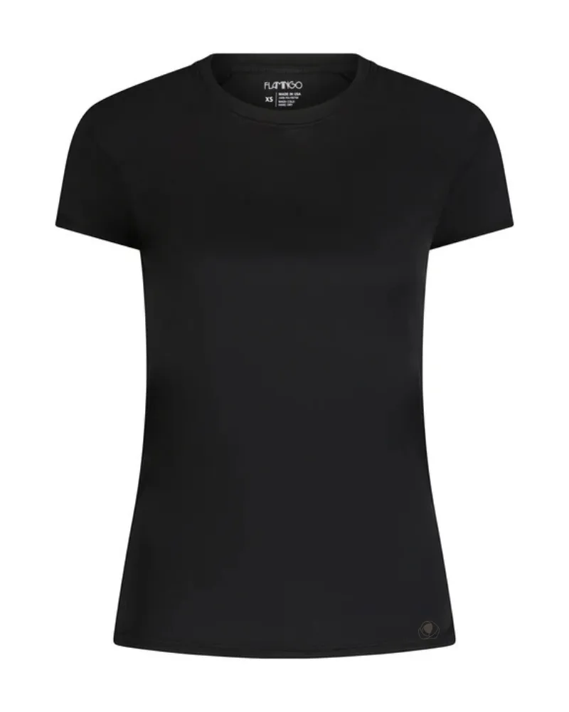 Flamingo Black Short Sleeve Swim Rashguard Top