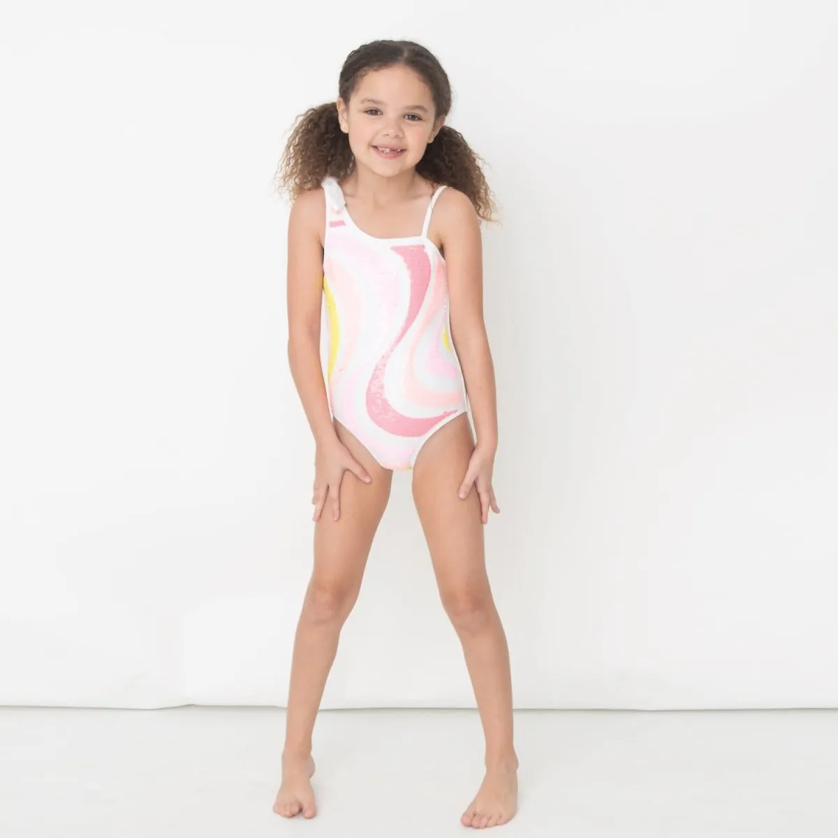 FLIP SEQUIN SWIRL ONE PIECE SWIMSUIT