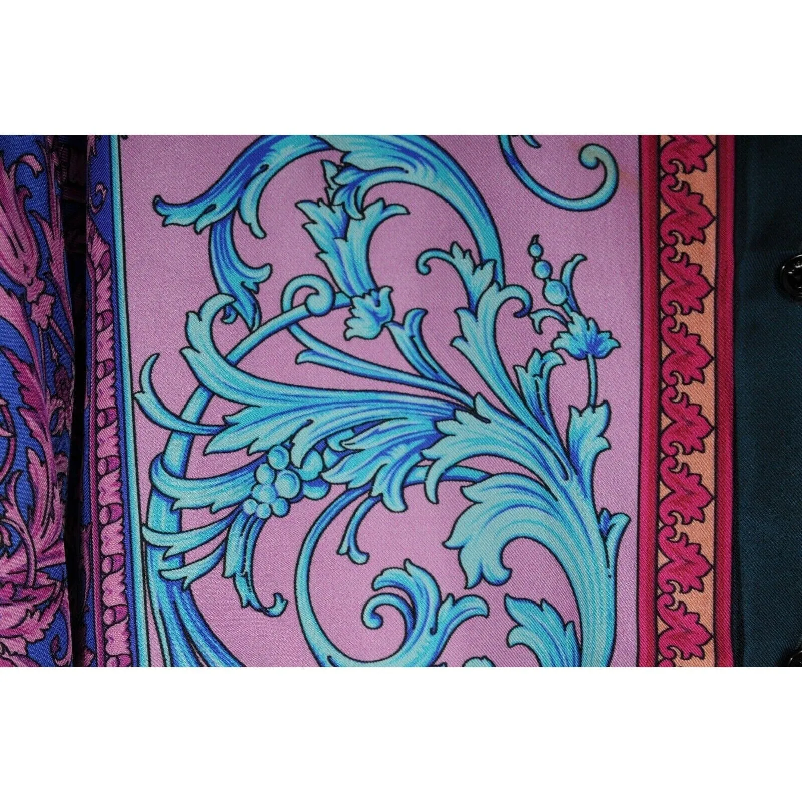 Floral Silk Button Down Shirt Purple Pink Blue Green Paisley