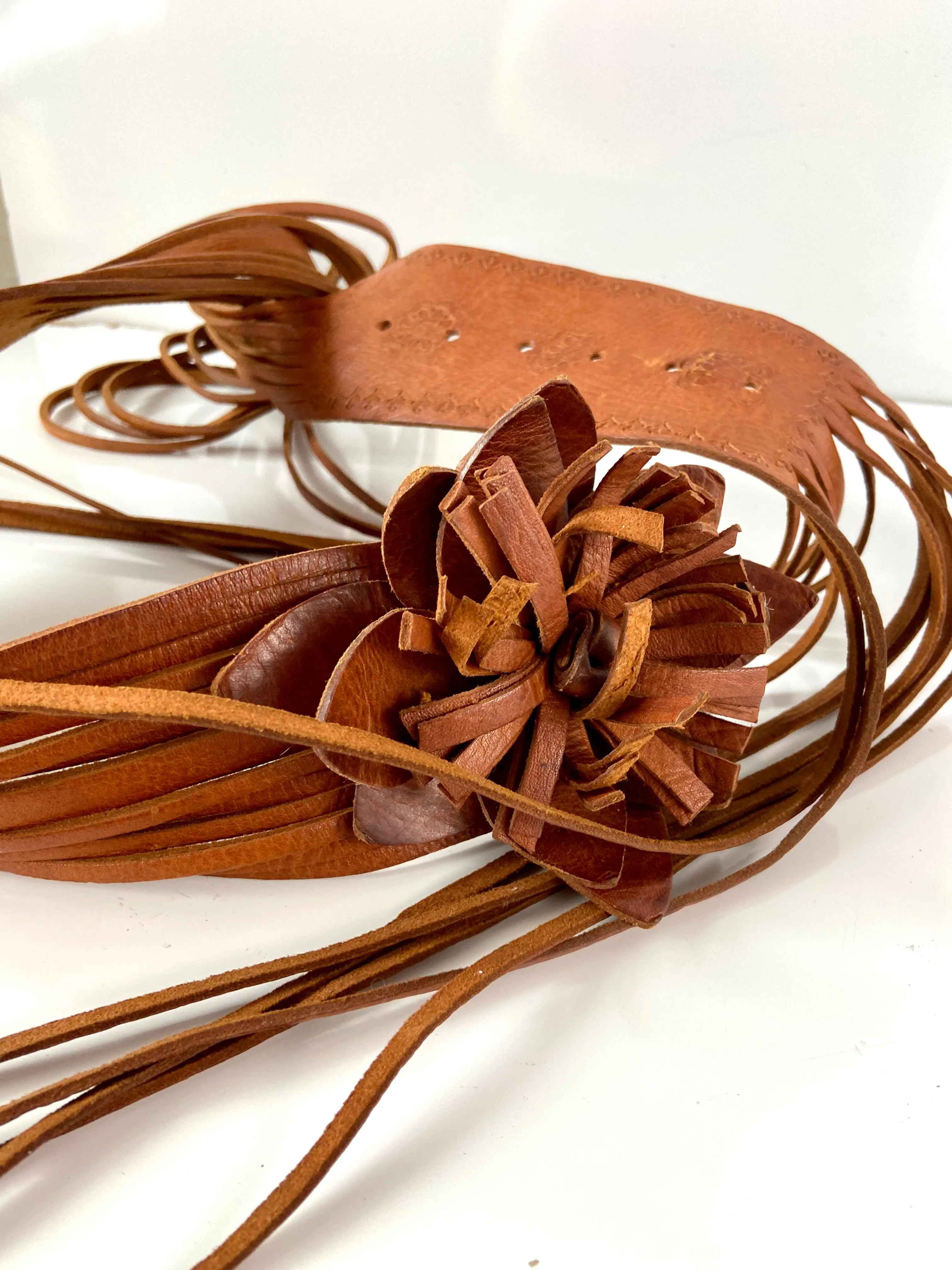 Flower leather belt