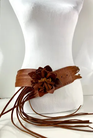 Flower leather belt