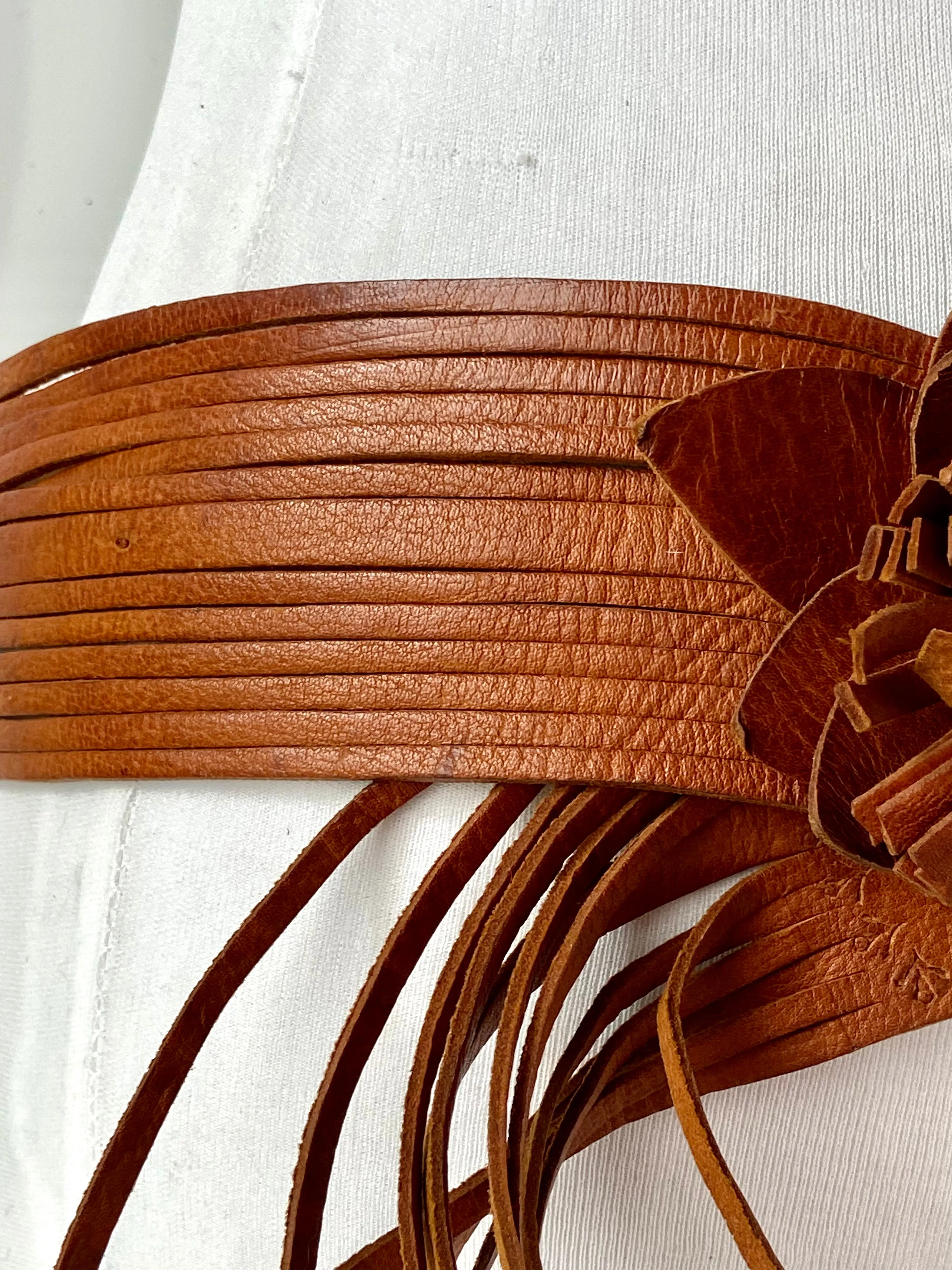 Flower leather belt